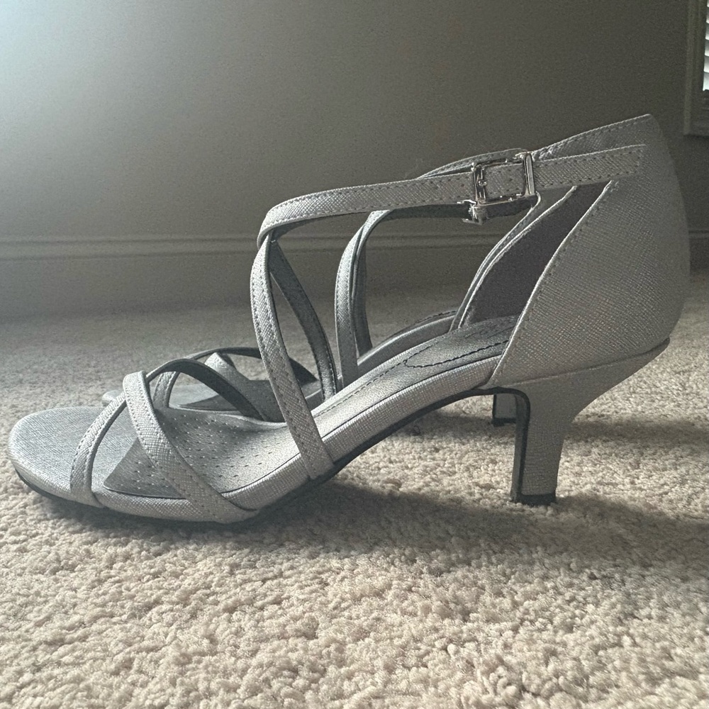 Life Stride Elegant Silver Strappy Heels